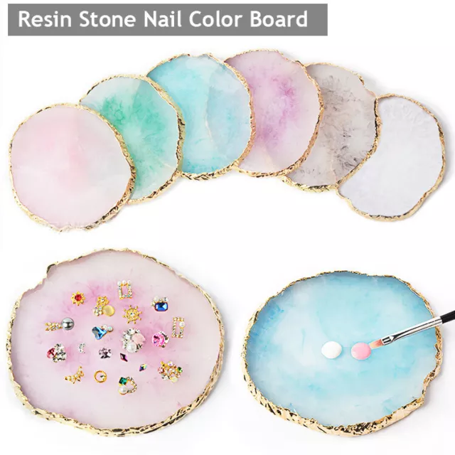 Nail Art Ring Palette Resin Agate Plate UV Gel Polish Mixing UK Jewelry Display