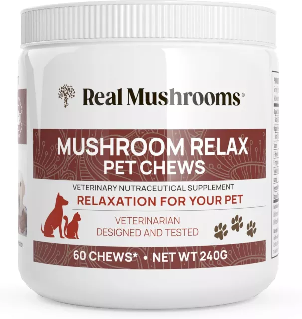 Real Mushrooms Calming Chews for Dogs - Cat & Dog Calming Treats w Reishi & Lion