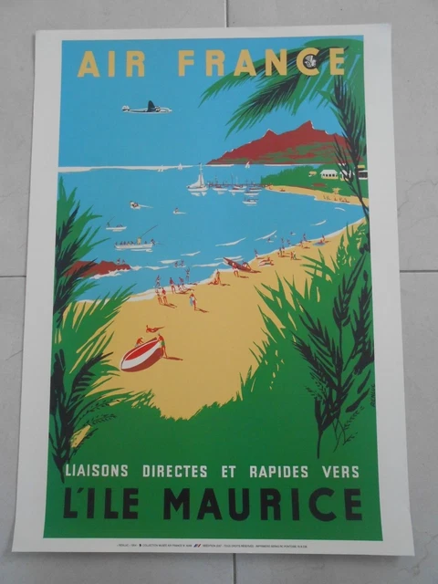 Affiche Air France Reedition 2007 L'ile Maurice   50X70 Cm