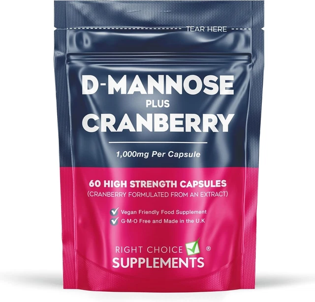 D-Mannose With Cranberry Capsules - 1000mg D Mannose New