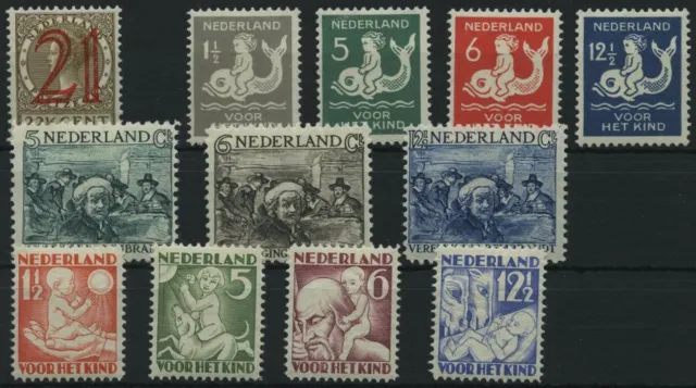 NIEDERLANDE 1929-30, Königin Wilhelmina, Rembrandt, Voor het Kind, Falzrest, 12