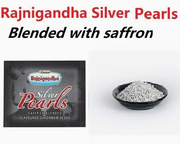 RAJNIGANDHA SILVER PEARLS Saffron Seeds Flavoured Cardamom Pack 50Pcs
