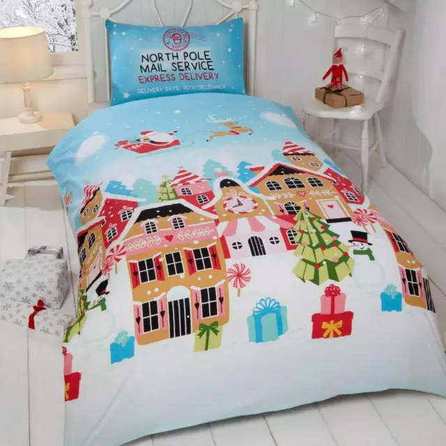 Pan Jengibre Ciudad Menor Juego Funda Edredón Niños Niño Navidad Ropa Cama Cuna