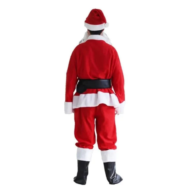 Costume da Babbo Natale per adulti vestito completo barba cappello abito uomo 3