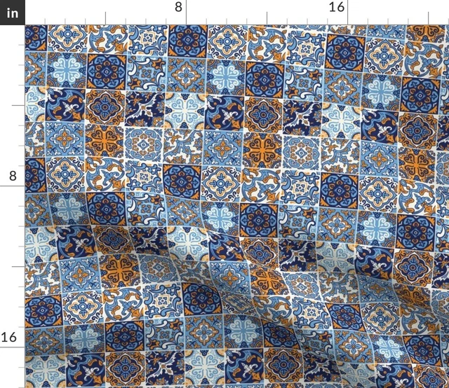 Tablecloth Spanish Tile Moroccan Mexican Italian Ceramic Ornament Cotton Sateen 3
