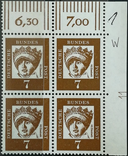 BUND BEDEUTENDE DEUTSCHE NR. 348 x ** Vierer-ECKRAND MIT FORMNUMMER 11 R2b