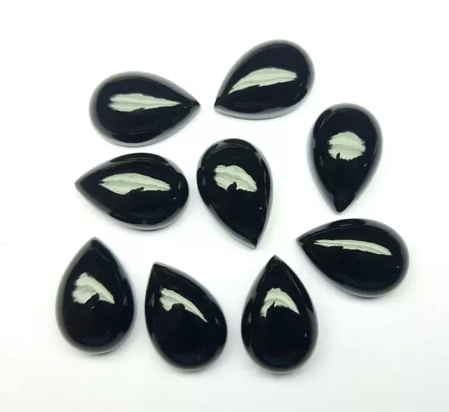 [Wholesale] Natural Black Onyx Cabochon Pear Shape Loose Gemstone