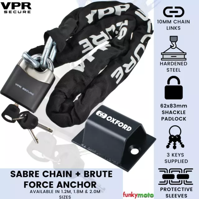 Oxford Sécurisé Et Serrure À Chaîne Sabre Kit De Sécurité 1.8M Pour Moto