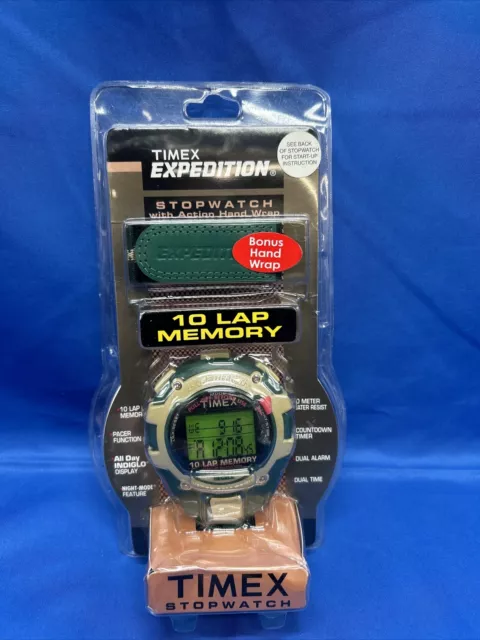 Vintage Timex Expedition Stopwatch: 10 Lap Memory; Indiglo; Water resistant 50m