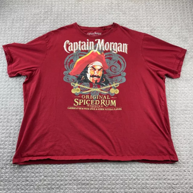 Captain Morgan Shirt Men 5XL Red Original Spiced Rum Caribbean Graphic Print