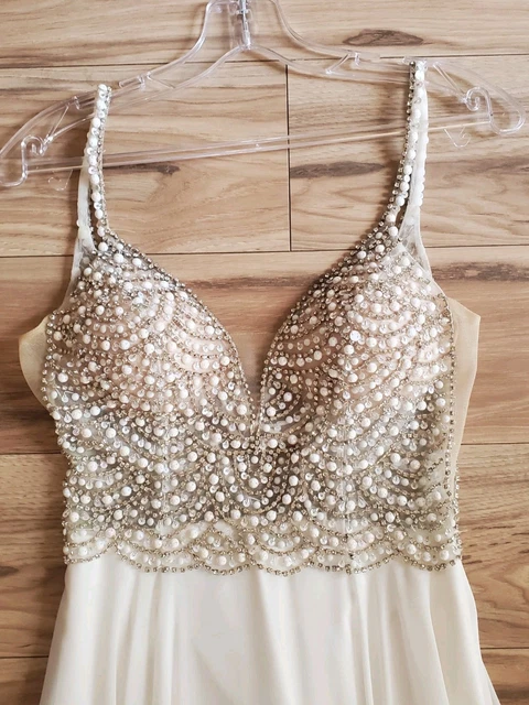 true love white beaded rhinestone maxi dress lulus Cream Dress, Prom, Wedding Size 2 £177.95 Day Easter Interieurvanmies on LTK Items:Leg Wraps and three