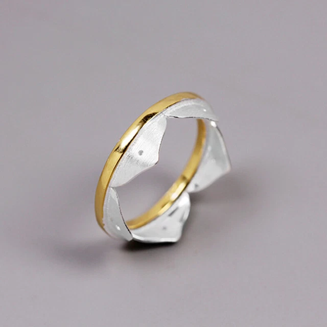 Lotus Fun Solid 925 Sterling Silver Fine Jewelry 18K Gold Flower Rings for Women