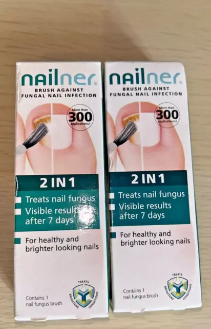 Nailner Brush 2 in1 Repair 300 Applications Toe Fungal Nail Treatment 5ml X 2