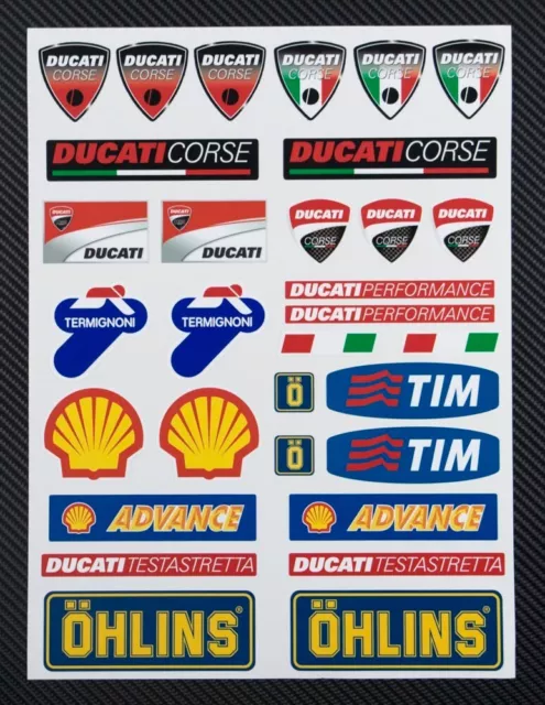 Adesivi grafica decalcomanie carena serbatoio per Ducati Corse termignoni ohlins