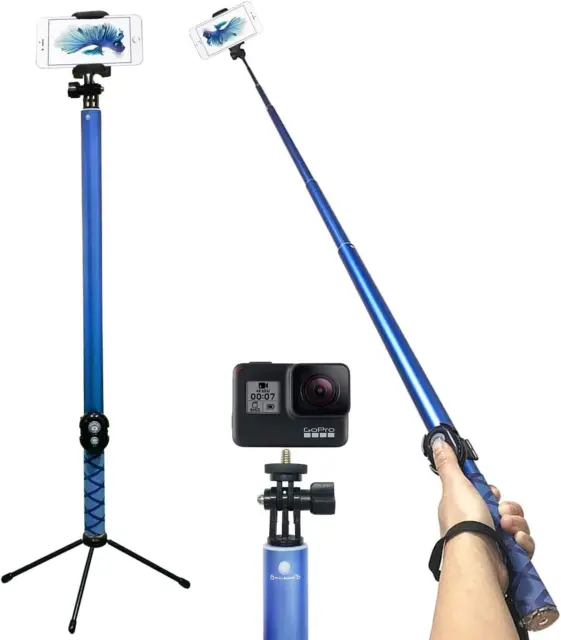 Bluetooth Long Selfie Stick- Super Length Lightweight Extendable Pole to 118''