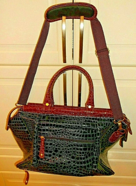 Samantha Brown Croco Embossed Carry On Travel Bag Tote Navy Brown 16" x 8" x 13" 3