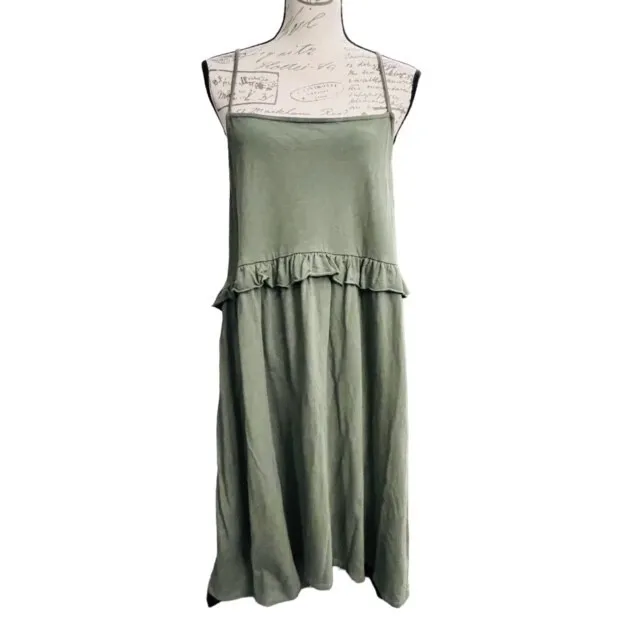 ASOS Design Cami Frill Seam Midi Sundress KHAKI Women's Size 10 Casual Summer