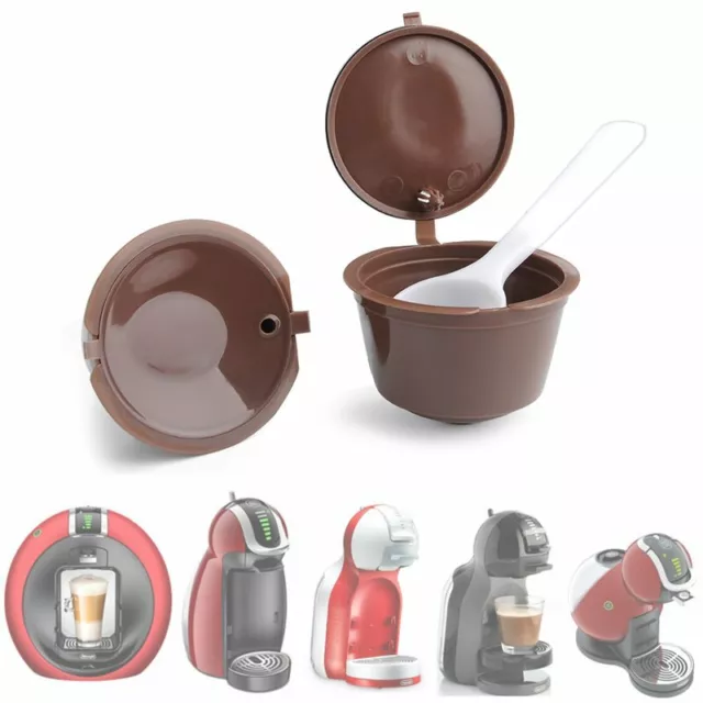 4 Nachfüllbare Kaffee Kapseln Adapter Pod+2 Löffel Set für Dolce Gusto Maschinen 3