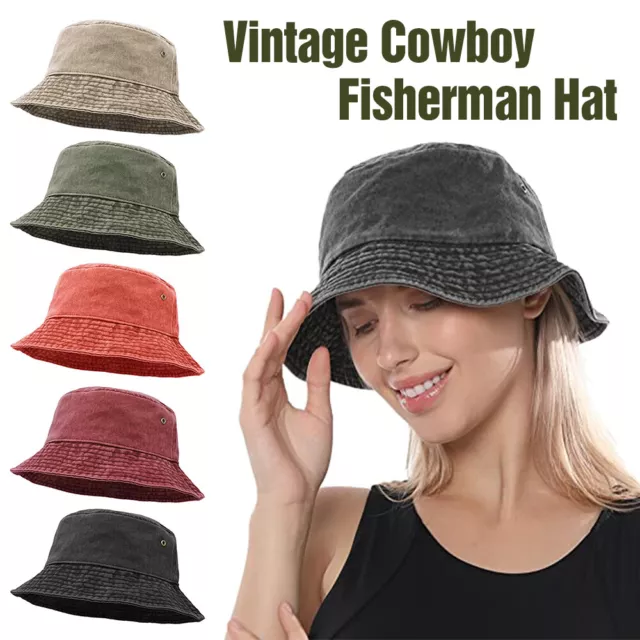 Unisex Men Women WASHED COTTON Outdoor Camping Sports Bucket Hats Fisherman Hat