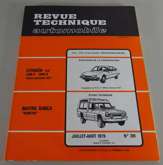 Reparaturanleitung Revue Technique Citroën CX / Matra Simca Rancho Stand 07/1979