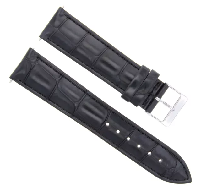 20Mm Genuine Leather Watch Band Strap For Mens Movado Watch Bracelet Black