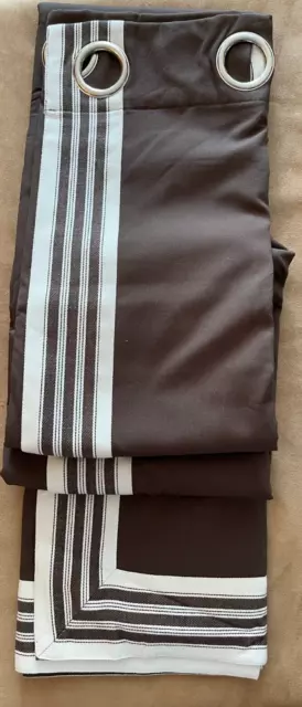 Pottery Barn Kids 44 x 96" Brown Canvas Trim Blackout Curtain Panel stripe Pottery Barn Kids 44 x 96" Brown Canvas Trim Blackout Curtain Panel stripe