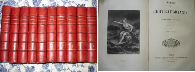 C1 CHATEAUBRIAND Oeuvres COMPLET 20 Tomes en 10 Volumes 1863 ILLUSTRE RELIE