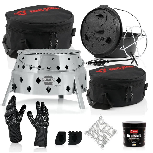 BBQ-Toro 11-teiliges Dutch Oven Set mit Dutch Oven Grill, 9 QT Dutch Oven & mehr