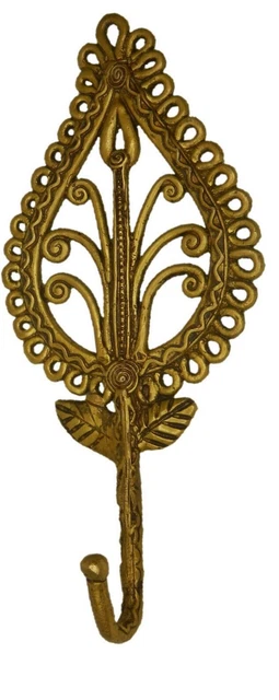 Leaf Shape Handmade Vintage Style Brass Towel Key Cloth Wall Hanger Hook BA2249