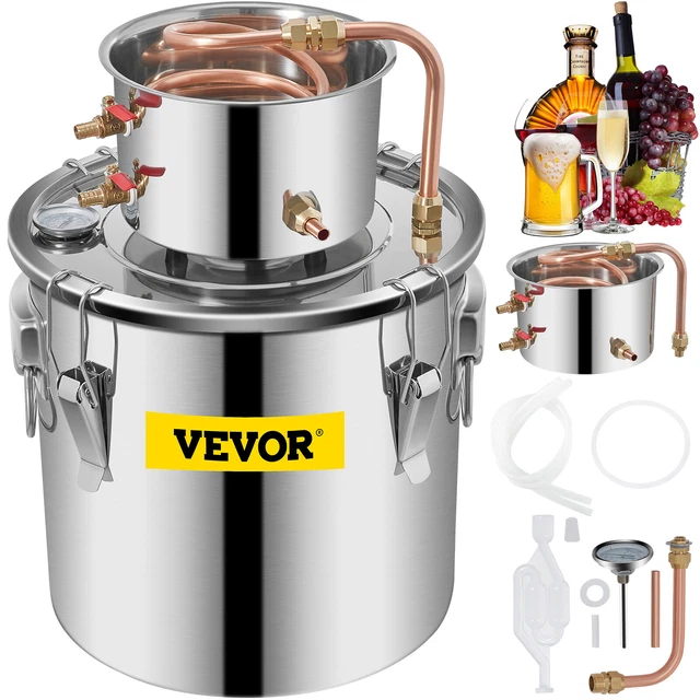 VEVOR Alcohol Moonshine Still 5Gal/20L 2 Pot Water Distiller Home Wine Still Kit