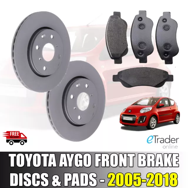 FRONT BRAKE DISCS AND & PADS For TOYOTA AYGO 1.0 05-15 DISC x 2 PAD SET x 4