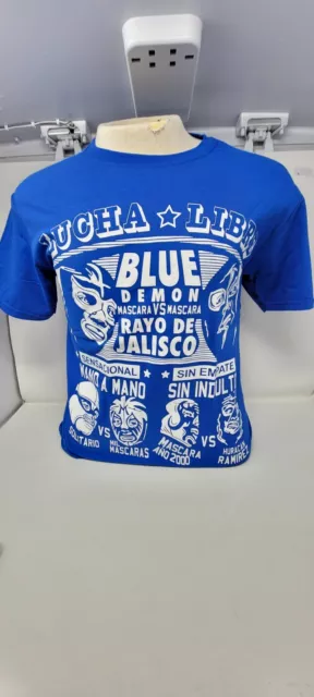 Blue demon luchador t shirt mexican wrestler
