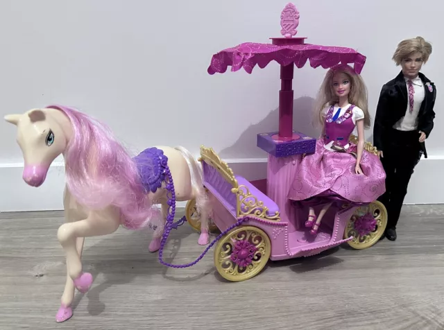 BARBIE PRINCESS CHARM School Pop up Canopy Carriage Horse Blair