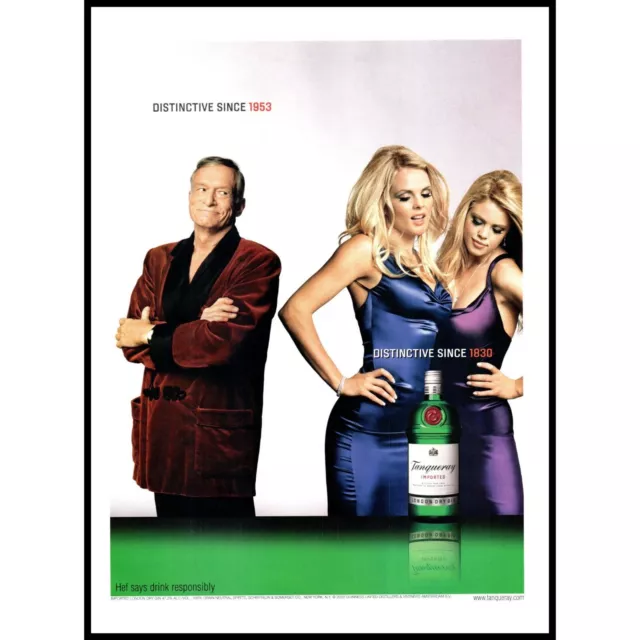 2003 Tanqueray Gin Vintage Print Ad Hugh Hefner Blonde Playmates Wall Art Photo
