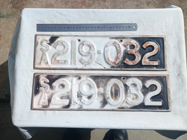 PAIR OF SOUTH Australia 6 Digit Numeric Number Plates SA 219 032 Number ...