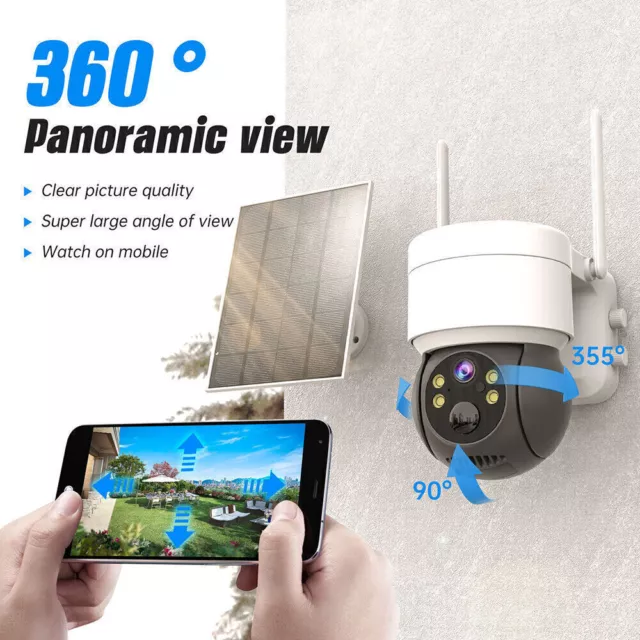 360° Wireless Security Camera PTZ WiFi IP Solar Powered Energy CCTV Home Outdoor 3