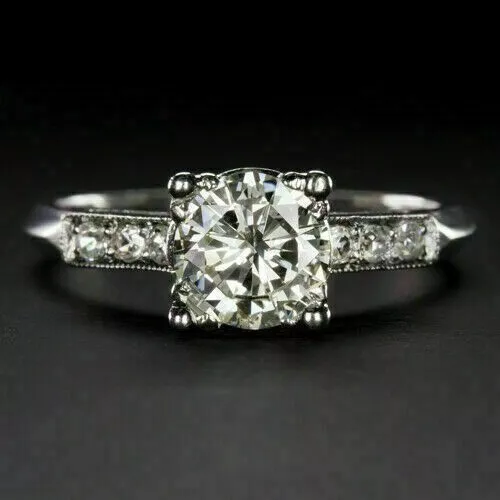 Art Deco Style 1.50 Ct Round Cut Lab-Created Diamond Engagement Ring 925 Silver