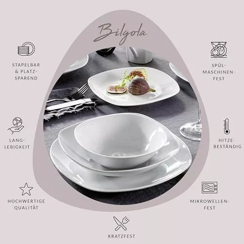 | Tafelservice Bilgola Weiß, 18-teiliges Geschirrset für 6 Personen mit Suppe... 2