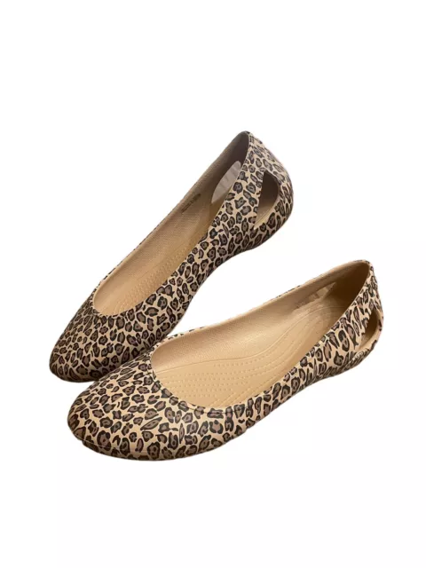 Crocs Kadee Leopard Print Ballet Slip On Flats Women’s size 11