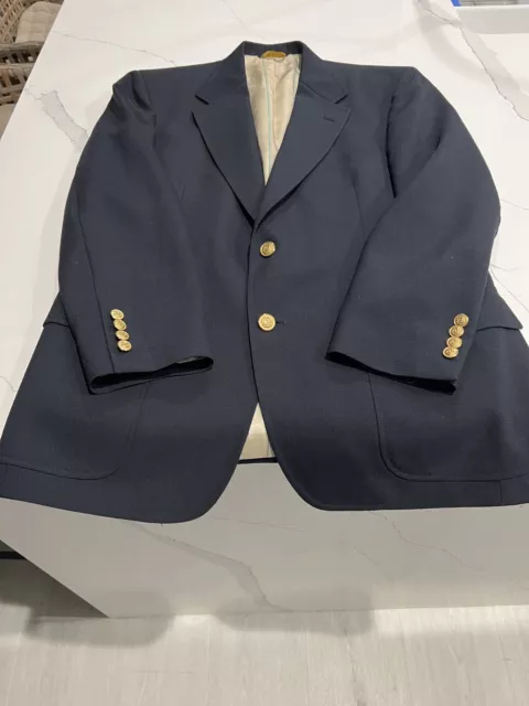 Wimbledon Blazer Mens 42R Navy Blue Two Big & 8 Small Gold Buttons Lord & Taylor