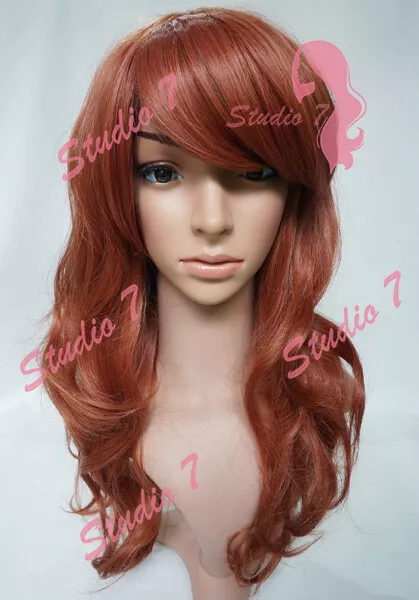 W84 Auburn Ginger Mix Ladies Full Wig Long Wavy Natural Look studio7-uk