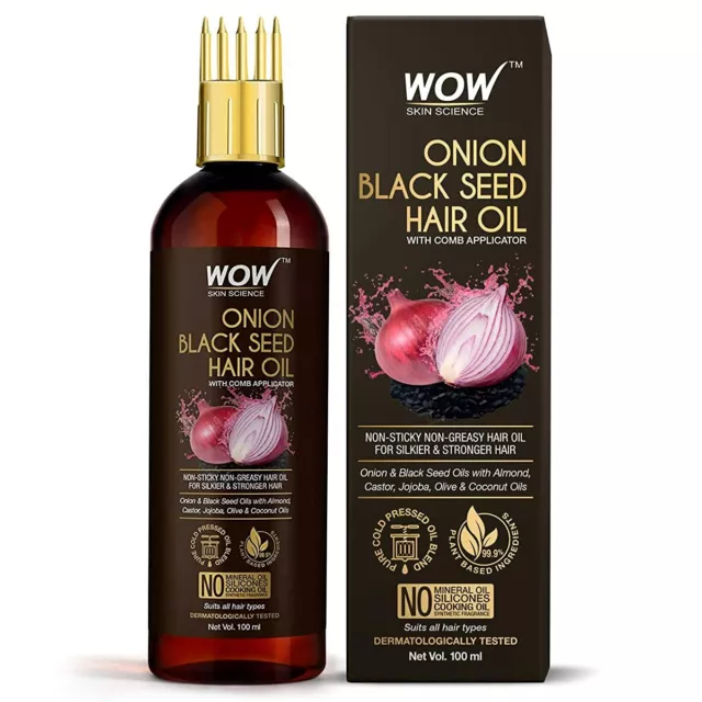 WOW Skin Science Cebolla Negro Semilla Pelo Aceite con Peine Aplicador - 100ml