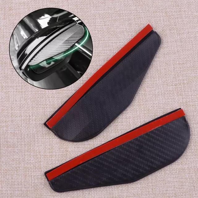 2x Carbon Fiber Rear View Side Mirror Visor Shade Rain Shield Water Guard