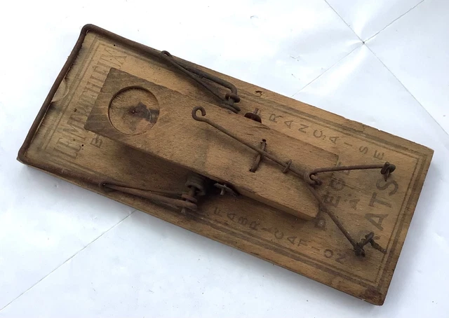 VINTAGE LOT : 4 X ancien piège à rat en métal et bois . Agriculture. chasse. EUR 29,90 - FR