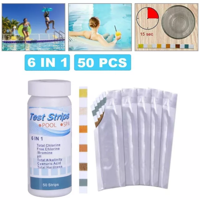 Kit de test de piscine pratique 50 pièces pour dureté alcalinité chlore pH