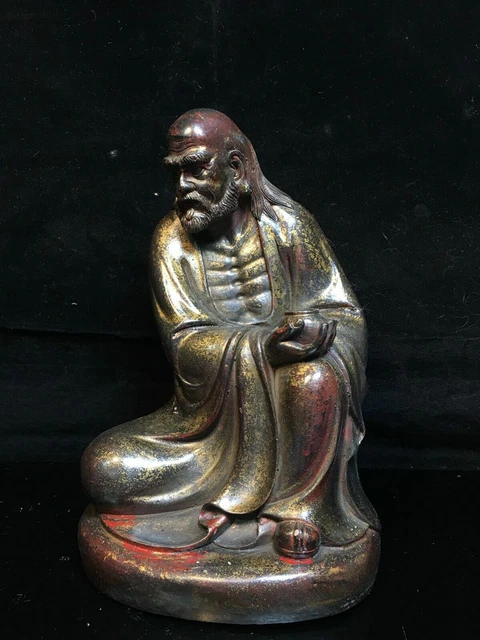Old antique Tibetan Buddhism temple dynasty bronze gilt Dharma statue