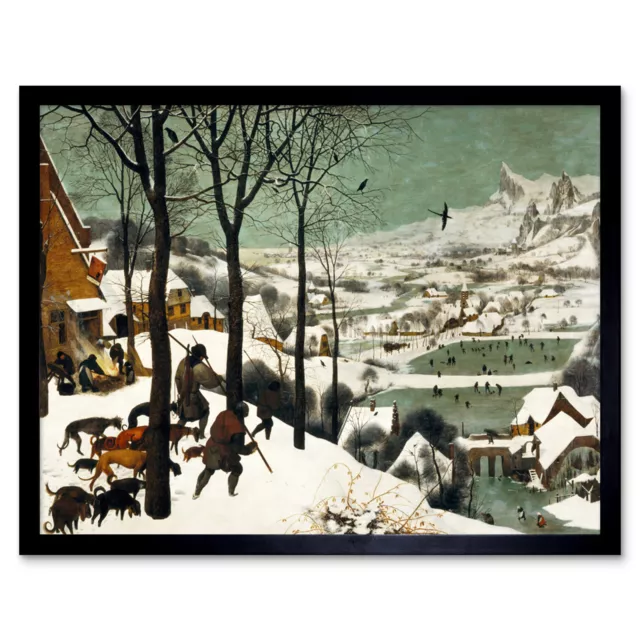 Pieter Bruegel The Elder Hunters In The Snow Winter Art Print Framed 12x16