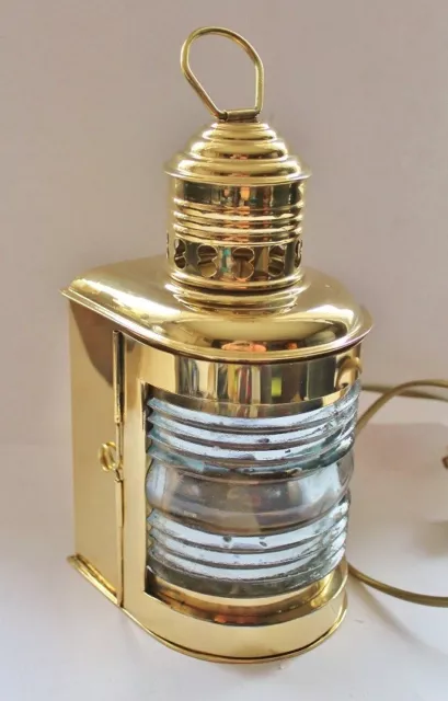 Hänge-Lampe / Schiffslampe Mastlampe ca. 23x11x13 cm  Messing eletr. 230V, E14 3