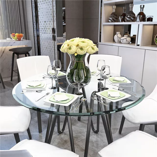 36"/40" Clear Round Tempered Glass Table Top 2/5" Thick Flat Polished Edge