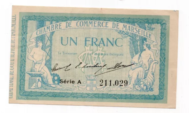 France billet de nécessite chambre de Marseille 1 Franc 1914